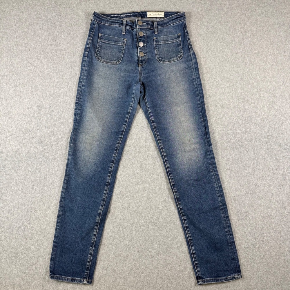 AG Adriano Goldschmied Jeans Womens Blue Vintage Stevie Ankle Button Up Slim 28R